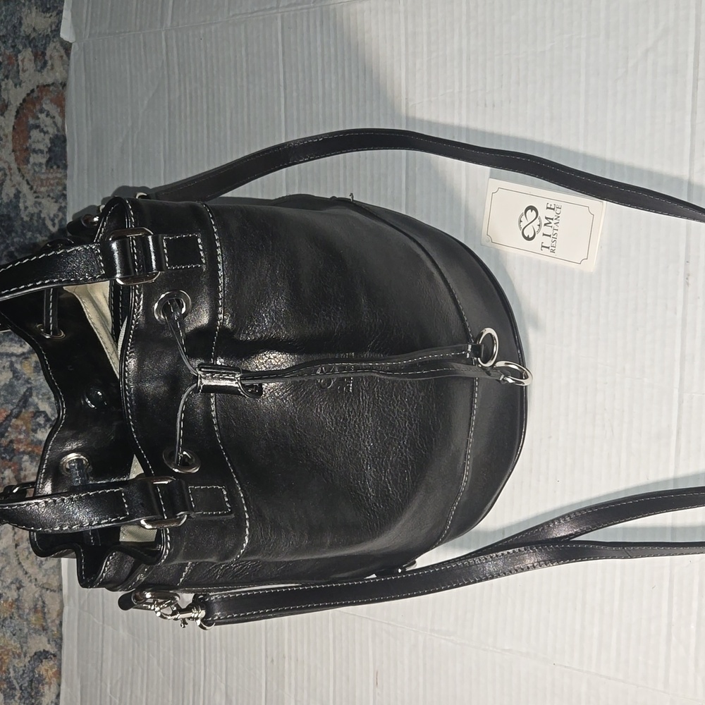 Time resistance leather bucket bag